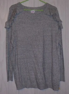Isabel Maternity Heather Gray Pullover Ruffle Shoulder Sweater Size XXL NWT - Picture 1 of 10