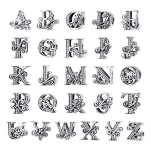 VOROCO Vintage Sterling Silver Note Letter Charms Fit European Charm Bracelet