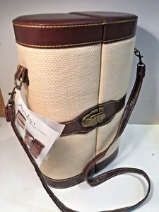 CUSTODIA VINO VINTAGE PICNIC TEMPO VIAGGIO CON SERVIZIO PER 2 BEN FATTA ELEGANTE - Foto 1 di 12
