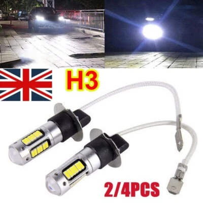 2/4Pcs H3 30-SMD 4014 LED Bulb XENON White 6500K-Car Fogs Light Lamp 12V UK - Image 1 of 4