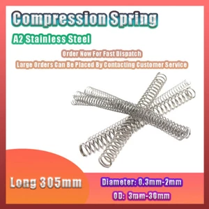 Long 305mm A2 Stainless Steel Compression Spring Wire Diameter 0.3-2mm OD 3-30mm - Picture 1 of 7