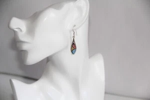 Sterling Silver Tricolor Mother of Pearl Earrings. Gorgeous Combination  - Picture 1 of 12