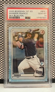 2020 Bowman 1st Edition Sky Blue Foil Wander Franco Rookie #BFE-1 PSA 10 GEM MT