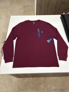 Polo Ralph Lauren uomo bordeaux waffle maglia termica girocollo manica lunga taglia XL - Foto 1 di 10