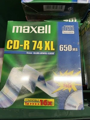 Maxell CD-R 74 XL 650MB. 74 minutes. 1 - 16x  multi speed Compatible. Pack of 10 - Image 1 of 2
