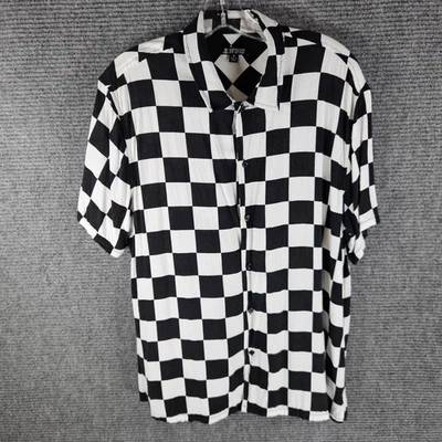 Elwood Button Up Shirt Mens Medium Black White Checkered Lightweight - Image 1 of 4