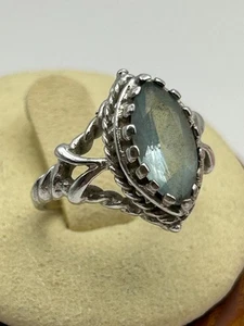 Anello con pietre preziose in topazio 925 sterling, misura 5. - Foto 1 di 5