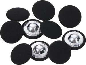 20Mm Fabric Covered Black Buttons, round Covered Metal Shank Sewing Buttons Vint - Picture 1 of 8