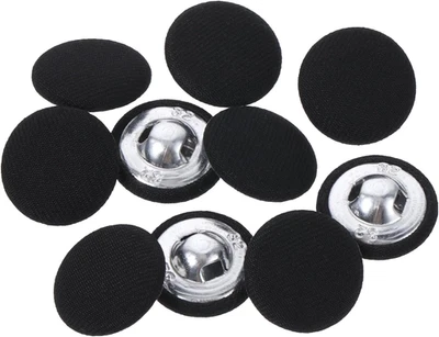 20Mm Fabric Covered Black Buttons, round Covered Metal Shank Sewing Buttons Vint - Image 1 of 4