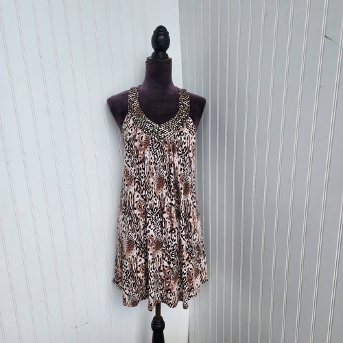 UNDERCOVER Reggiseno Top Victoria’s Secret Abito Beige Nero Stampa Leopardata T Back Borchie Tg M