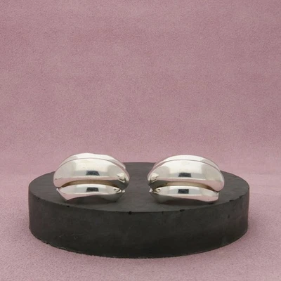 sterling silver & 14k gold post domed omega-back earrings - Image 1 of 3