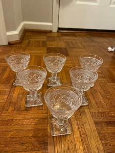 6 Gafas Sherbert Vintage 5" Imperial Cape Cod Patrón Transparente Pies Cuadradas... - Imagen 1 de 1