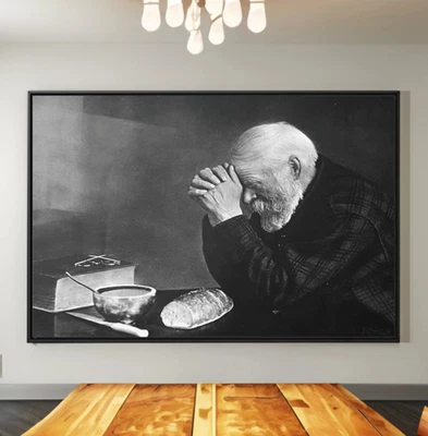 Eric Enstrom Grace Man Praying Over Bread Canvas/Poster Wall Art - Image 1 of 2