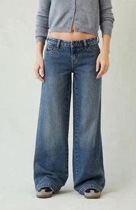 Jeans donna PacSun Casey vita bassa larghi blu scuro tinta indaco - TAGLIA 29 nuovi - Foto 1 di 14