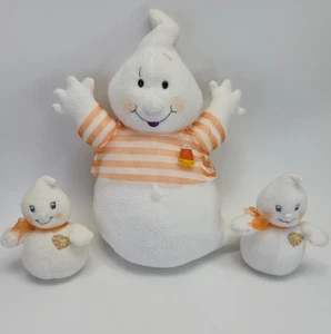 Hallmark Plüsch Halloween Geist Set 14 Zoll orange gestreiftes Shirt + zwei 6,5 Zoll mit Herz - Bild 1 von 17