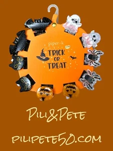 Piper K Set of 10 Mini Halloween Hair Claw Clips Spider Ghost Pumpkin Bat Cat - Picture 1 of 4