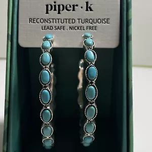 Piper. K Türkis 2 1/4" Silber Creolen NEU - Bild 1 von 5