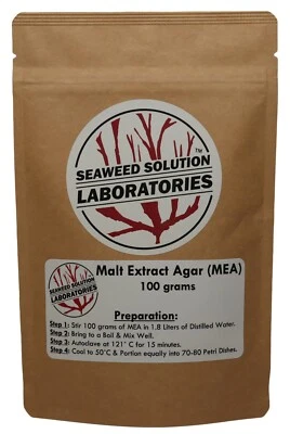 SEAWEED SOLUTION LABORATORIES Malt Extract Agar (MEA) 100 grams - Great For Growing Mushrooms! - FREE SHIPPING