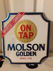 VINTAGE MOLSON GOLDEN CANADA BEER ON TAP SINCE 1776 ADVERTISING METAL TIN SIGN