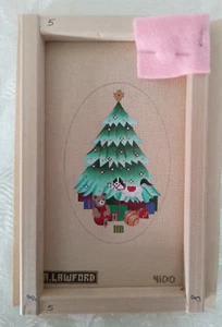 Amanda Lawford Hand Painted Needlepoint Canvas Christmas Tree w/ Gifts 4100 New - Picture 1 of 4