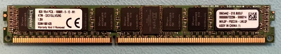 Kingston KTM-SX313LLVS/8G 8GB PC3-10600 DDR3-1333Mhz RDIMM Server Memory RAM - Image 1 of 1