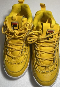 FILA Canary Yellow Sneakers Disrupter Sz4 - Picture 1 of 7