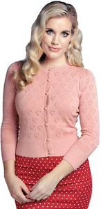 Collectif LEAH Vintage HEART LOCHMUSTER Langarm CARDIGAN Strickjacke Rockabilly - Bild 1 von 6