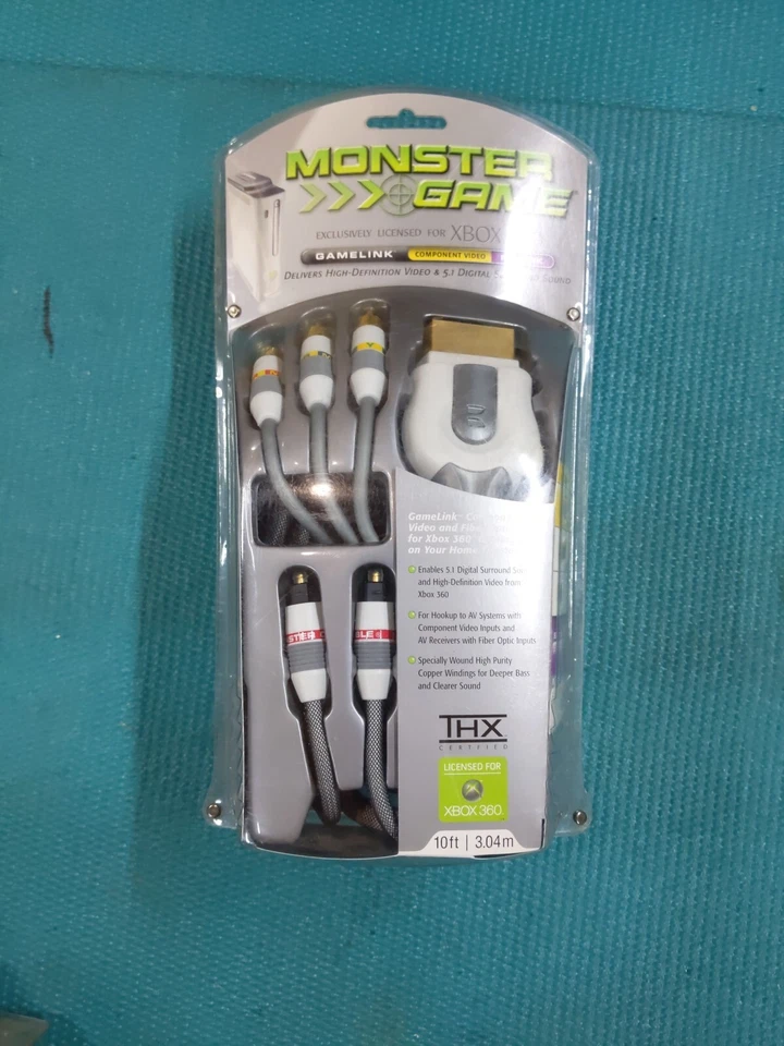 NEW SEALED XBOX 360 Monster Game Gamelink 10 ft AV FIBER OPTIC Cable - Image 1 of 1