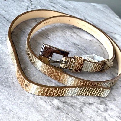 Cinturón Via Spiga Italia Genuino Serpiente Cuero Repujado Ajustado Beige L Pre-amado Foto 1 de 4