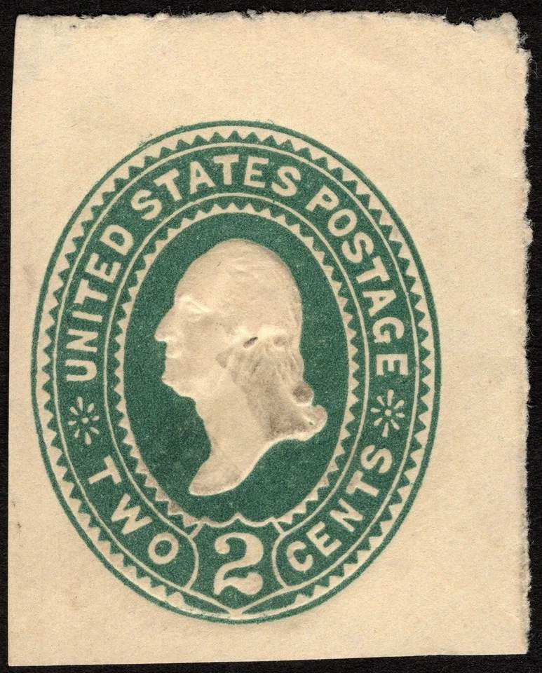 US Postal Stationery Scott #U312 - 2 Cents Green George Washington Cut Square - Image 1 of 1