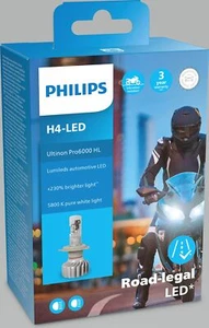 For Motorcycle PHILIPS LED Ultinon Pro6000 H4 Bulbs Headlights APPROVAL - Picture 1 of 3