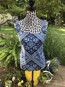 Lands End Tankini Damen 10 Badeoberteil Paisley blau Bügel verstellbarer Träger - Bild 1 von 6