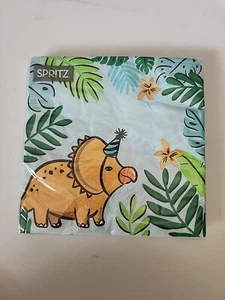 Spritz Dinosaur Jungle Blue Napkins 20ct Paper Luncheon 12 7/8" X 12 3/4" - Picture 1 of 4