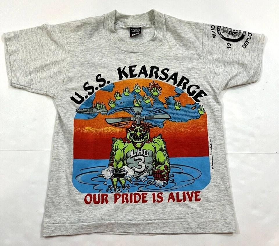Camiseta de colección años 90 niños USS Kearsarge Maiden despliegue 1995 puntada única hecha en EE. UU. Foto 1 de 4