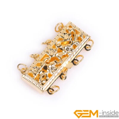 Layered Box Flower Pearl Clasp 14K Gold Filled Jewelry Making Necklace Bracelet - Image 1 of 4