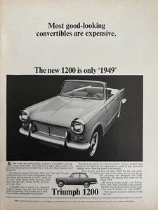 1960s Triumph 1200 Automobile Convertible 80 MPH Economy Vintage Print Ad - Picture 1 of 1