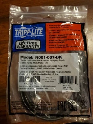 Tripp Lite Cat5e Ethernet Patch Cable - 1 X Rj-45 Male 7ft Black -n001007bk- - Image 1 of 2