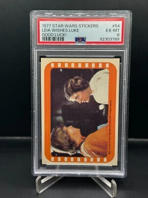 1977 Adesivos Topps Star Wars Lea Wishes Luke Good Luck #54 PSA 6 - Imagem 1 de 2