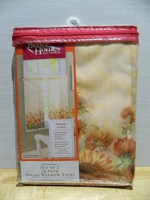 Vtg Better Homes and Gardens Sunflowers Small Window Tiers Set  of (2) 24" NEW - Image 1 of 3