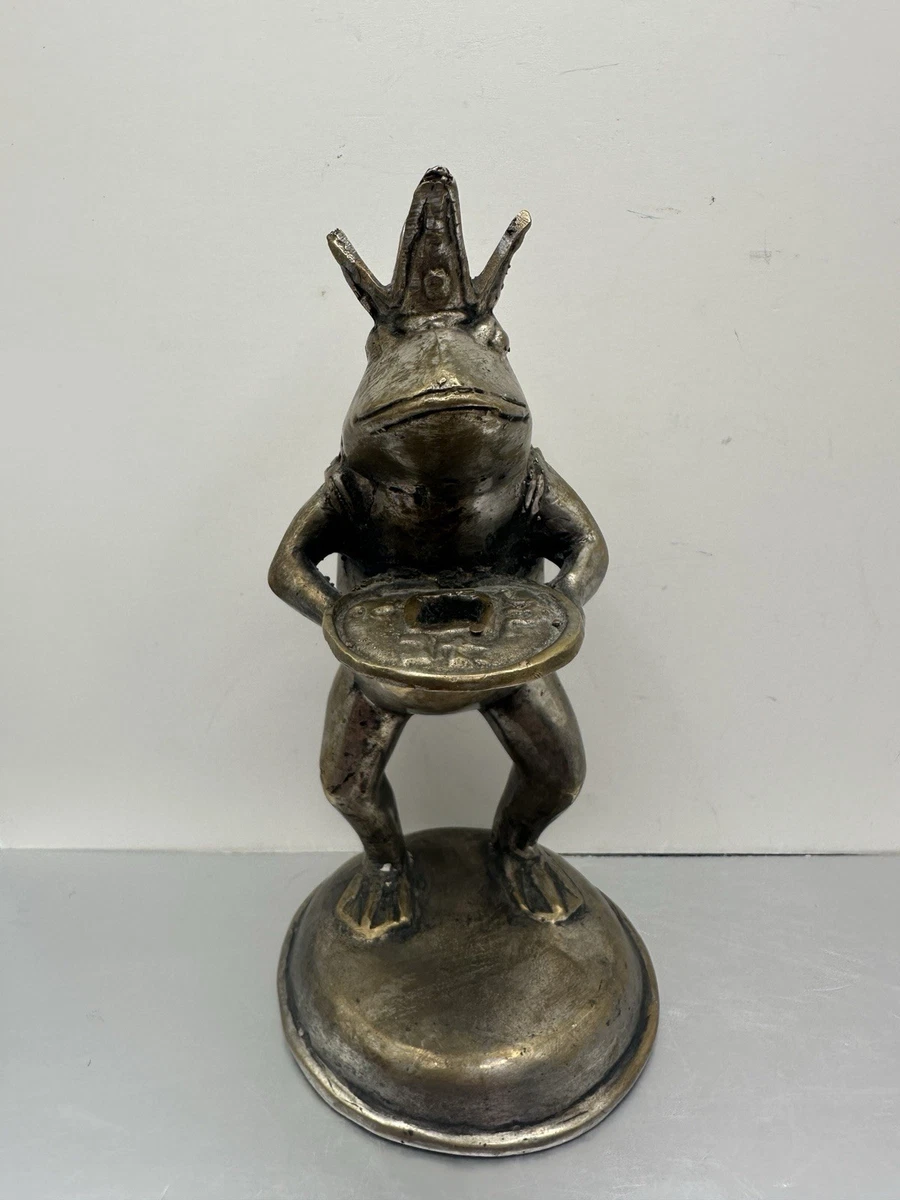 ブロンズ像　古銅　蛙　紙鎮　置物　一對　在銘　C　R6540E ブロンズ像 古銅 蛙 紙鎮 置物 一對 在銘 C R6540E