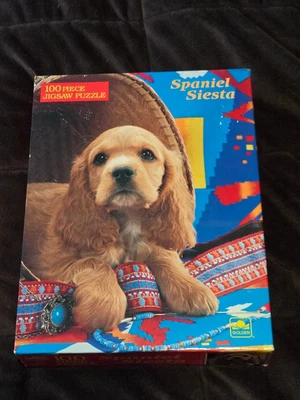 1980s Vintage Golden 100 PC Puzzle Cute Puppy Spaniel Siesta Made in USA - Image 1 of 4