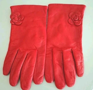 Guantes Ralph Lauren 100% Cuero Mujer Talla L Motivo Flor Como Nuevos - Imagen 1 de 4