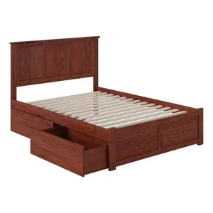 AFI Madison Full Solid Wood Platform Bed with Storage Drawers in Walnut - Picture 1 of 11