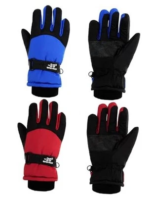  2 pares de guantes de esquí impermeables para nieve de invierno para niños 10-15 años rojos, azules Foto 1 de 4