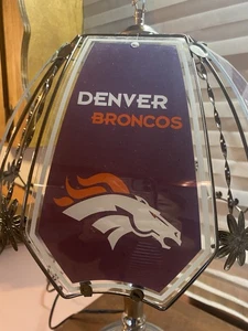 Denver Broncos NFL 3 Way Touch Lamp 23” Tall 6 Glass Panels 9”  New - Picture 1 of 8