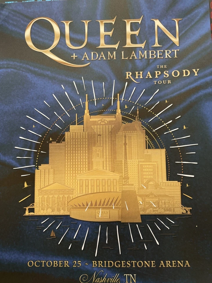 Queen w/ Adam Lambert 10/25/2023 Nashville Official Rhapsody Tour Poster 24x18. - Image 1 of 4