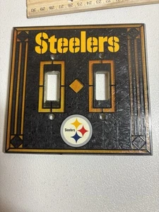 Pittsburgh Steelers Art Stained Glass NFL Double Light Switch Dual Plate Cover - Picture 1 of 5