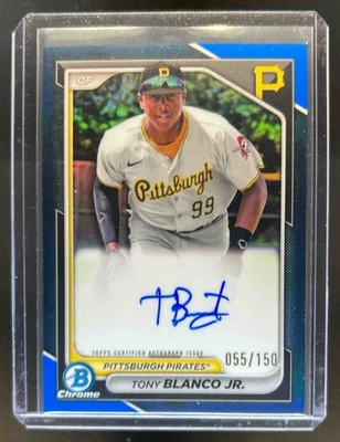2024 Bowman Tony Blanco Jr. Chrome Prospect Auto Blue Refractor #55/150 Pirates - Image 1 of 2