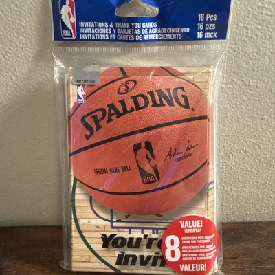 New NBA Basketball 8 Party Invitations & 8 Thank You Cards Package - Image 1 of 3
