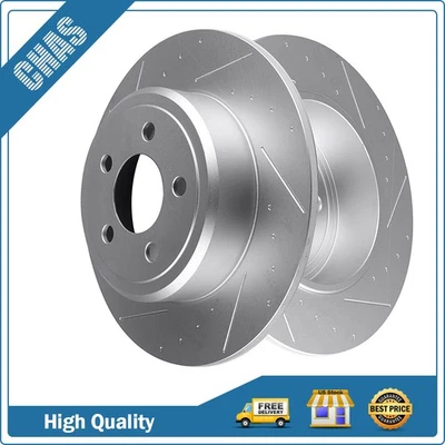 Rear Slotted Brake Rotors Discs Fits 2005-2018 Chrysler 300 Dodge Challenger - Image 1 of 4